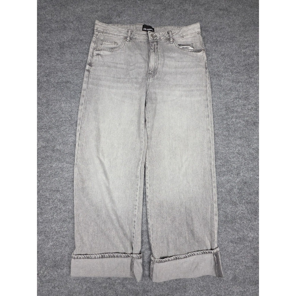 Les Copains Baggy Cuffed Jeans EURO 44 IT 48 (FITS 35 x 27) Black Faded Denim